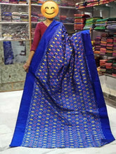 Saree_ikkat_pochampally_single weaving_silk_handloom_premium silkmark_festive royal blue_S10721 - Saree - Aakritee - S10721